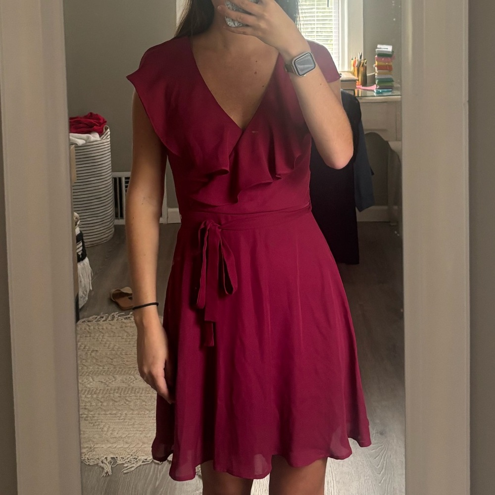 Elegant Deep Red Lulus Dress